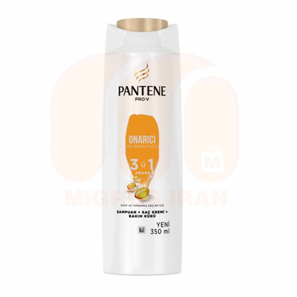 شامپو ترمیم کننده و محافظت کننده 3 در 1 پنتن PANTENEمناسب موهای ضعیف و آسیب دیده حجم350 ml