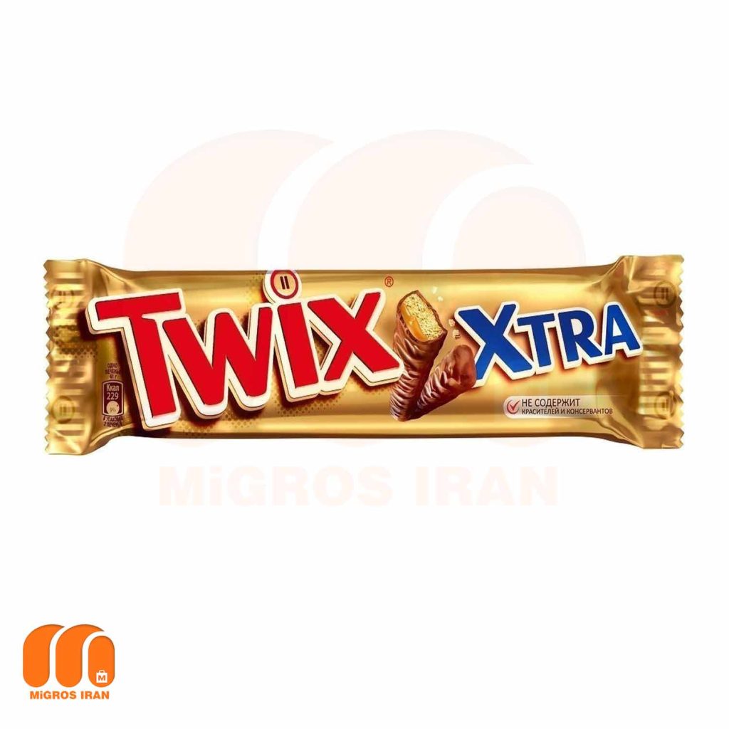 شکلات بیسکویت تویکس Twix Xtra با کارامل و روکش شکلات شیری وزن 82 گرم