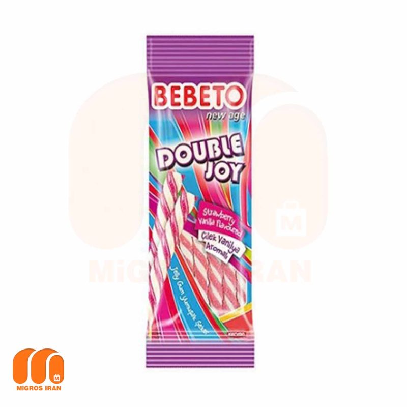 پاستیل رشته ای دو رنگ ببتو Bebeto مدل Double Joy وزن 75 گرم