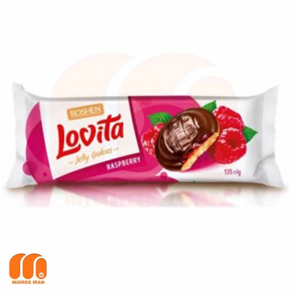 بیسکوییت لاویتا روشن ROSHEN Lovita با لایه ژله تمشک و روکش شکلاتی 135 گرم