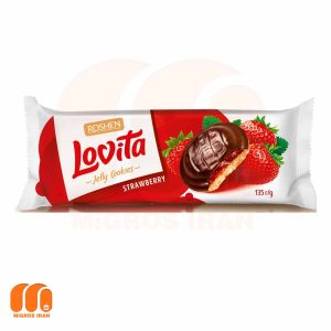 بیسکوییت لاویتا روشن ROSHEN lovita با لایه ژله توت فرنگی و روکش شکلاتی 135 گرم