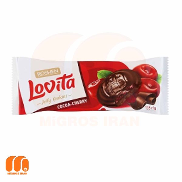 بیسکوییت لاویتا روشن ROSHEN lovita با لایه ژله گیلاس و روکش شکلاتی 135 گرم