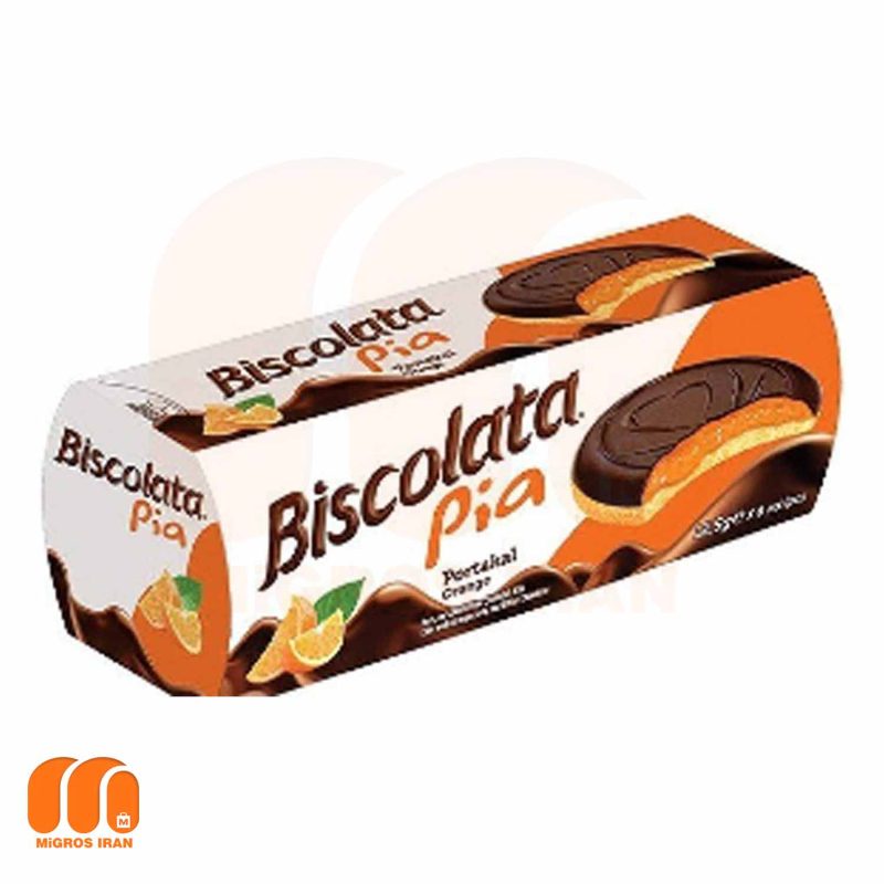 بیسکوییت کرمدار بیسکولاتا Biscolata مدل Pia با طعم کرم پرتقالی و روکش شکلاتی 100 گرم