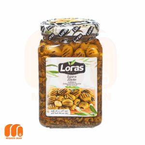 زیتون سبز بدون هسته کبابی گریل شده لوراس Loras وزن 900 گرم