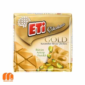 شکلات Eti مدل GOLD با طعم کاراملی و مغز پسته 60 گرم