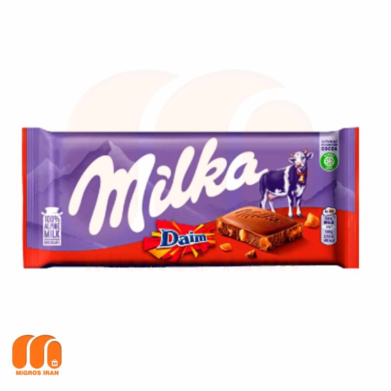 شکلات تخته ای میلکا Milka Daim با مغز کاراملی دایم 100 گرم