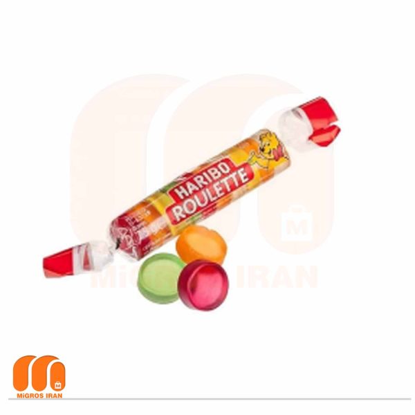 پاستیل هاریبو HARIBO roulette با طرح رولت طعم مخلوط میوه ها 25 گرم