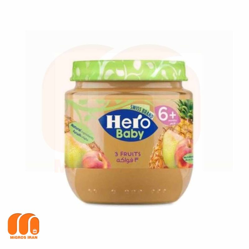 پوره میوه ای هرو بیبی Hero baby با طعم آناناس و هلو و گلابی 125 گرم