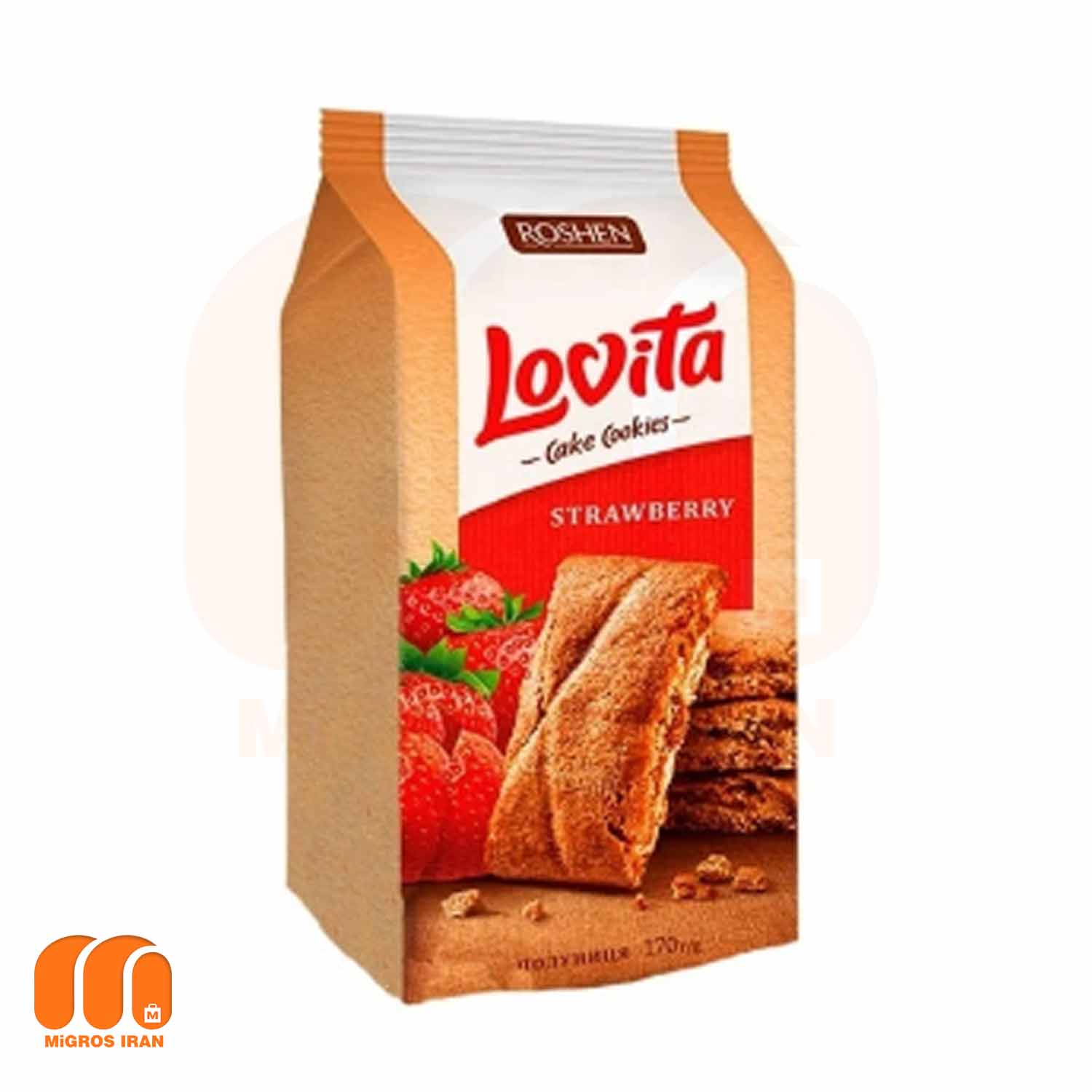 کوکی کیک لاویتا روشن Roshen Lovita با مغز توت فرنگی 168 گرم