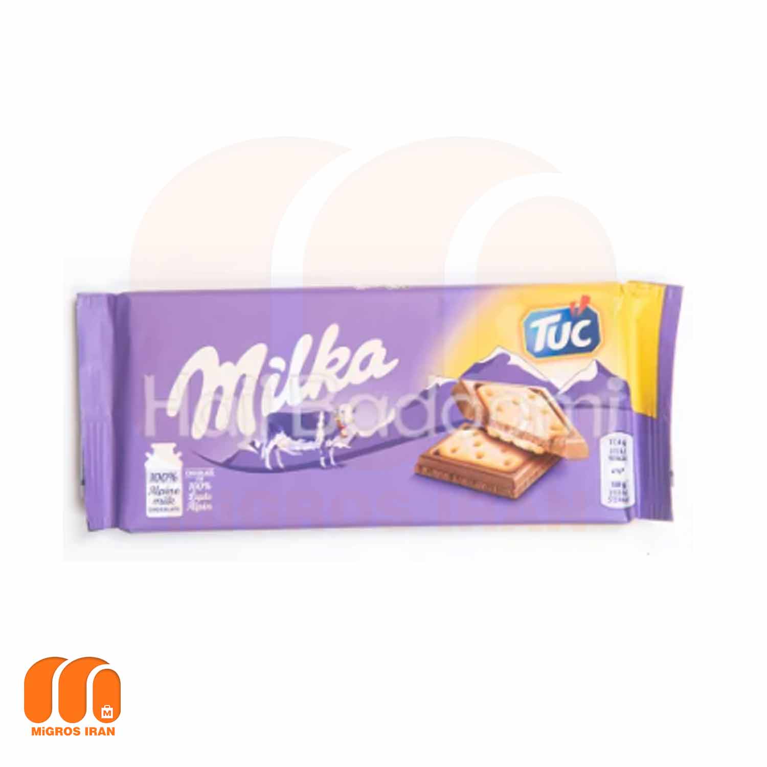 بیسکوییت شکلات تخته ای میلکا milka مدل توک tuc وزن ۸۷ گرم