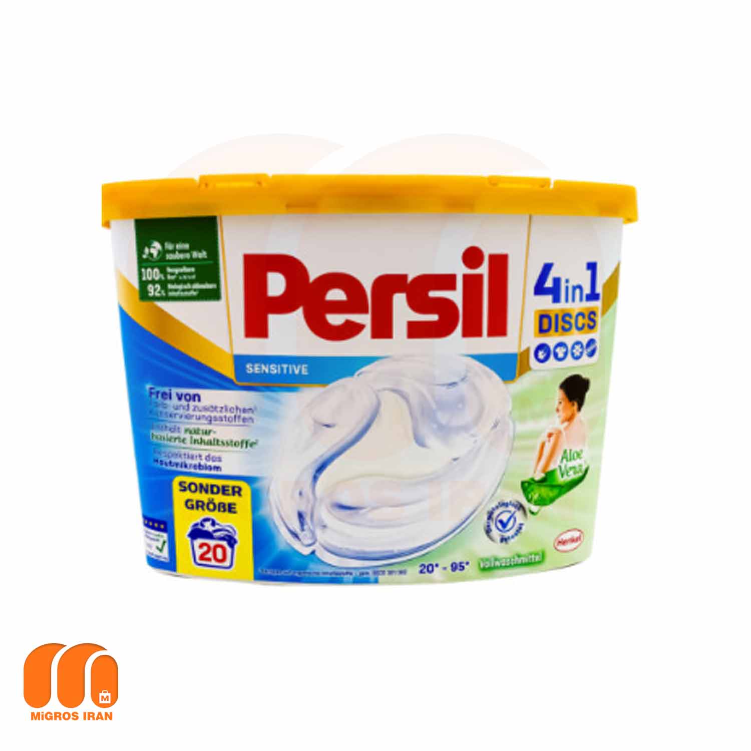 قرص ماشین لباسشویی 1در 4 پرسیل Persil مدل Discs Sensitive بسته 20 عددی