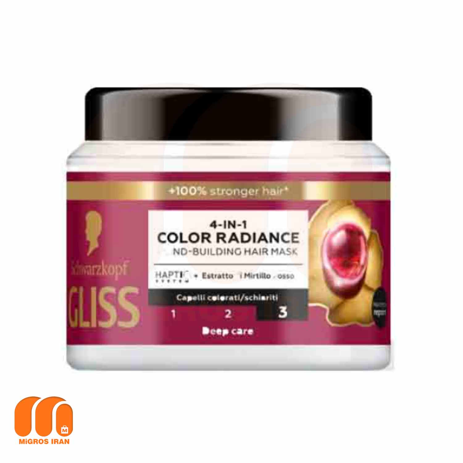 ماسک مو 1 در 4 گلیس Gliss مدل COLOR RADIANCE مناسب موهای خشک و دهیدراته 400 میل