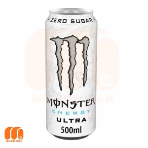 نوشیدنی انرژی زای مانستر Monster مدل Ultra سفید نقره ای 500 میل