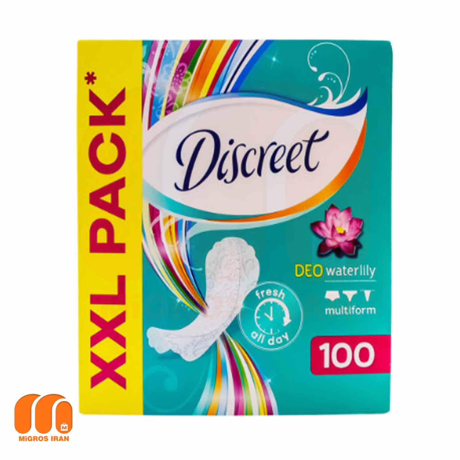 پد روزانه دیسکریت Discreet با رایحه نیلوفر آبی بسته 100 عددی