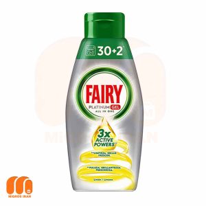 ژل ماشین ظرفشویی فیری Fairy مدل پلاتینیوم All In One با رایحه لیمو 650 میل