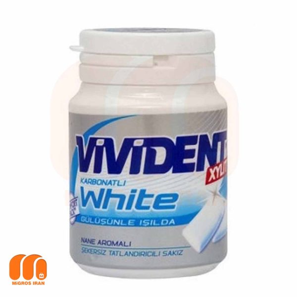 آدامس ویویدنت vivident مدل white سفید کننده با طعم نعناع 63 گرم